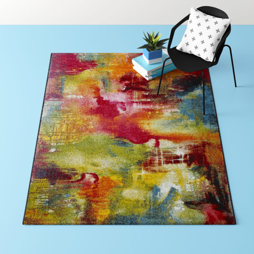 Hashtag Home Isaiah Green/Red/Yellow Area Rug & Reviews Wayfair.co.uk